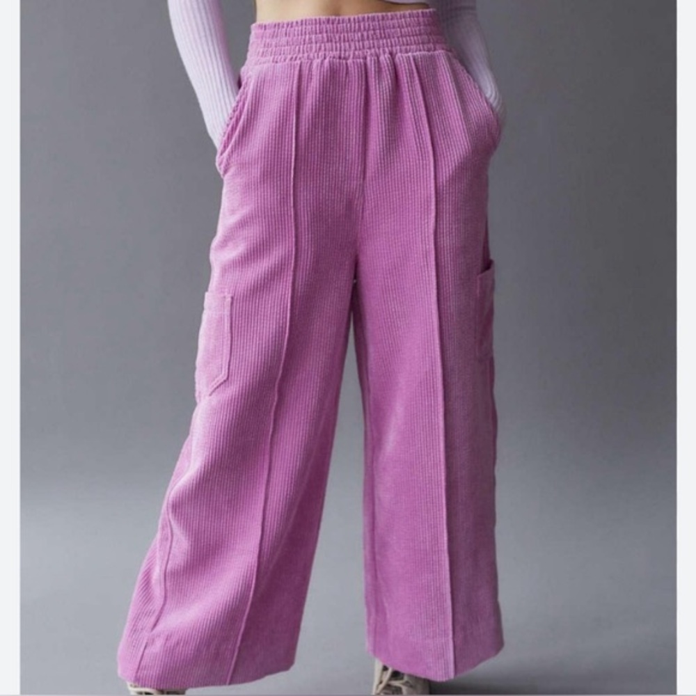 Urban Outfitters Lavender Corduroy Wide-Leg Cropped Pants